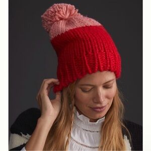 Shiraleah Red and Pink Knit Beanie